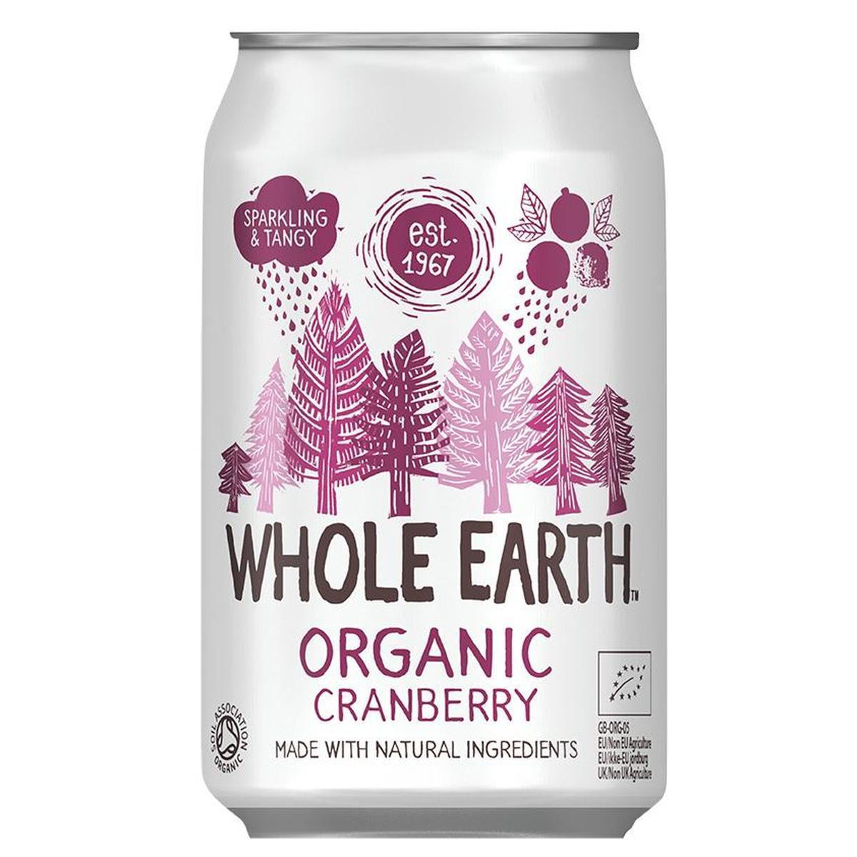 Embalagem de 6 refrigerantes orgânicos de mirtilo, 330 ml. Whole Earth