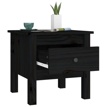 Mesa Auxiliar De Madera Maciza De Pino Negro 40x40x39 Cm_3
