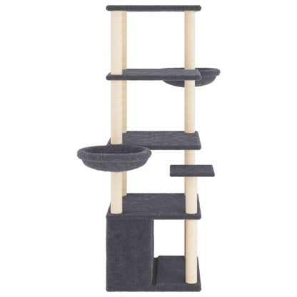 Vidaxl Rascador Para Gatos Con Postes De Sisal Gris Oscuro 147 Cm_3