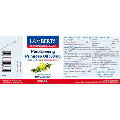 Óleo de Onagra Puro Lamberts 180 cápsulas 500mg