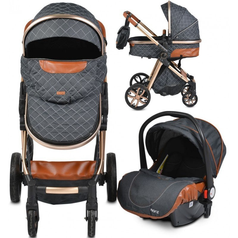 Carrito De Bebé Trío Convertible Con Detalles En Polipiel Alma Black_0