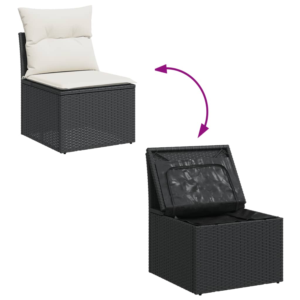 Set De Sofás De Jardín Y Cojines 8 Piezas Ratán Sintético Negro / Vetonek_2