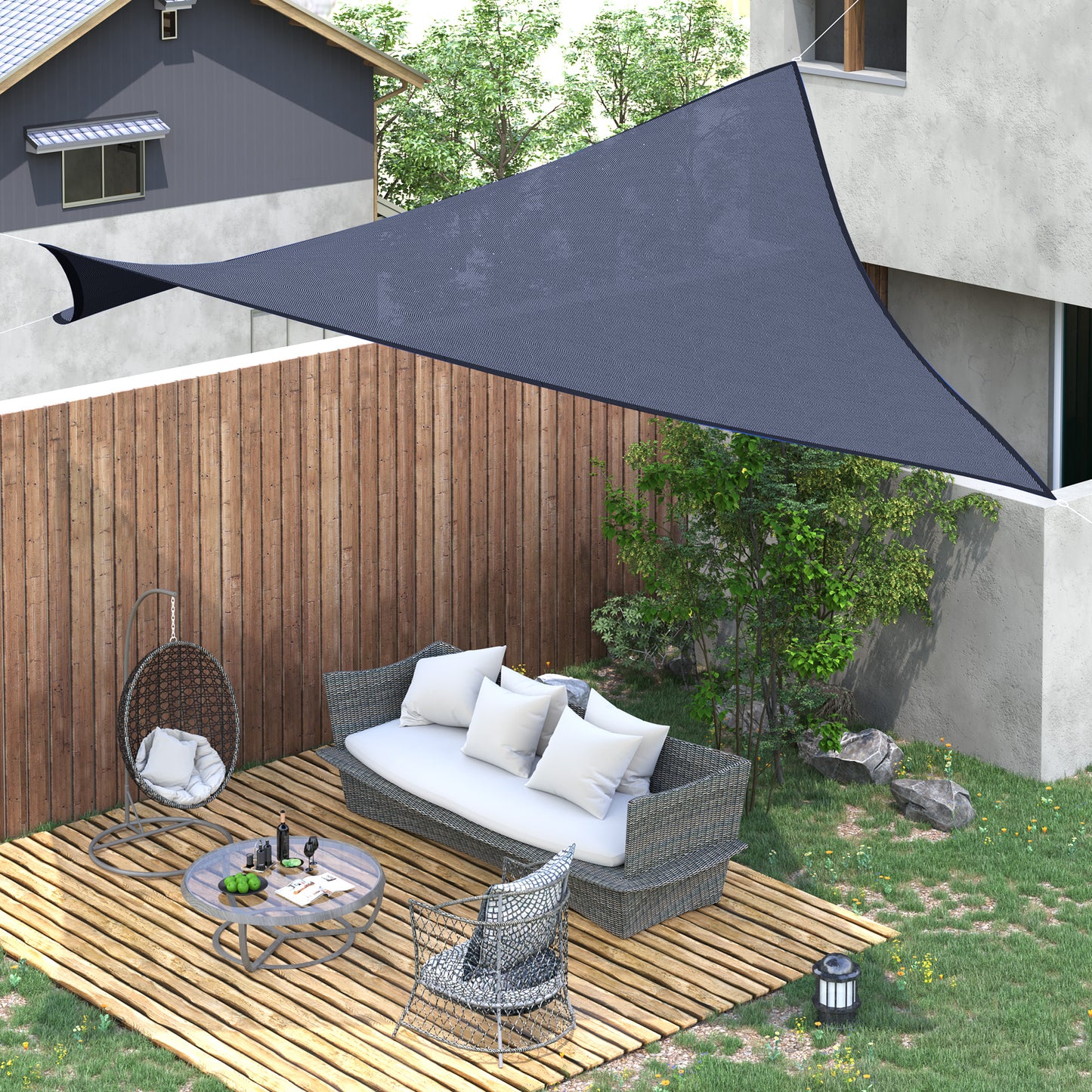 Outsunny Toldo Vela De Sombra Rectangular 4x6 M Con Anti-uv Azul_1