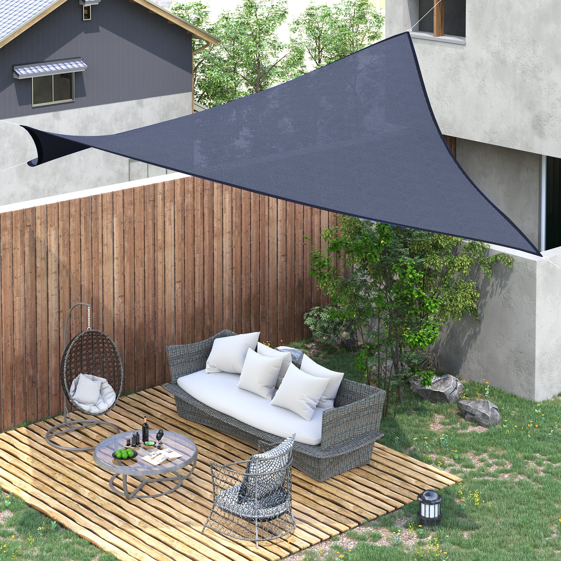 Outsunny Toldo Vela De Sombra Rectangular 4x6 M Con Anti-uv Azul_1