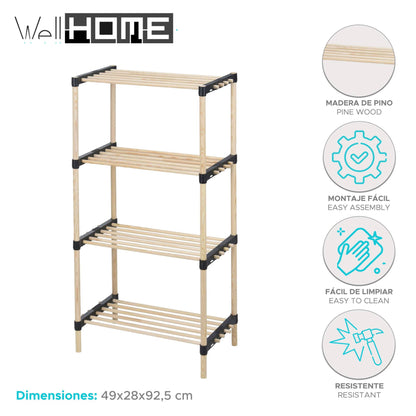 Well Home Zapatero De 4 Estantes En Madera Y Metal H.92,5cm_1