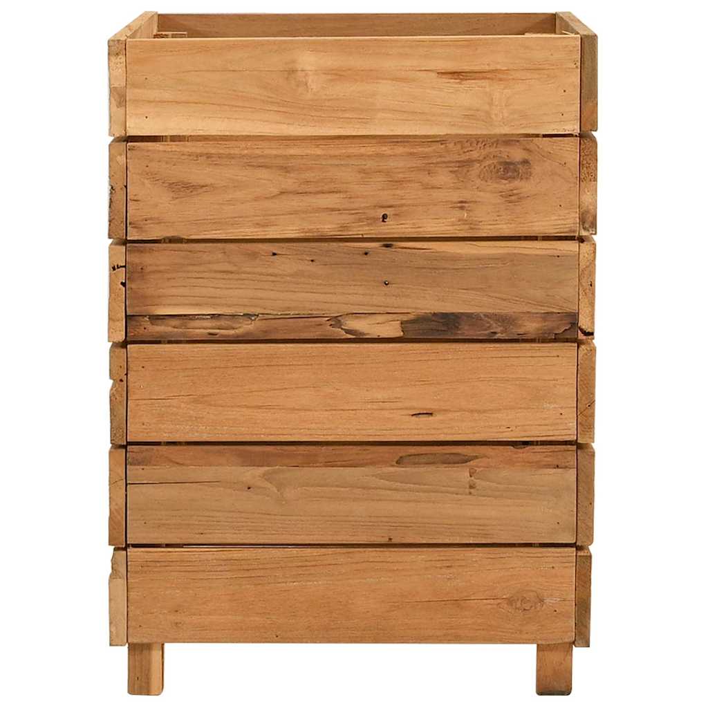 Arriate Elevado Madera De Teca Reciclada Y Acero 50x40x55 Cm_3