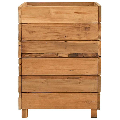 Arriate Elevado Madera De Teca Reciclada Y Acero 50x40x55 Cm_3