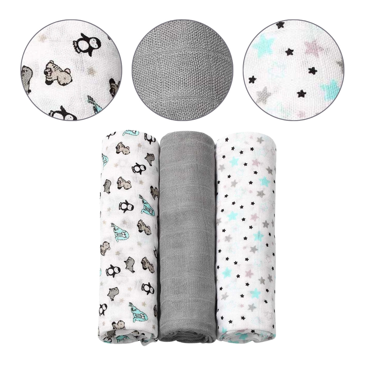 Pack 3 Muselinas Bambú Organico 70x70 Cm Mint_4