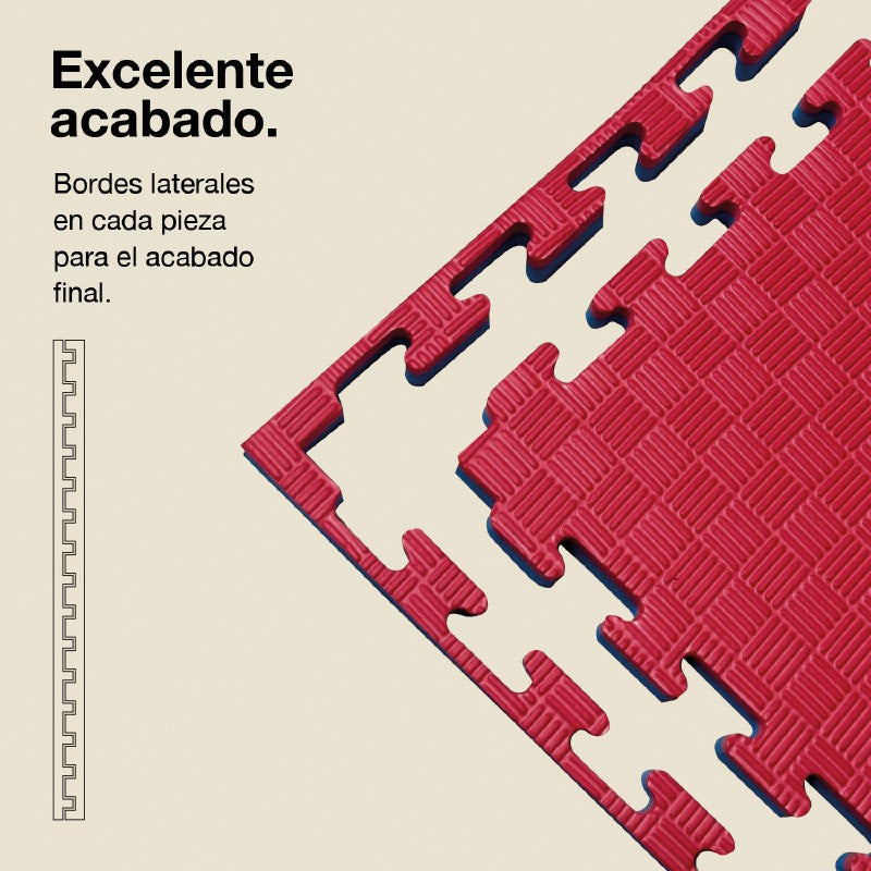 Jowy Tatami Puzzle 2cm 100x100cm, Pack 4 Unidades – Superficie 5 Líneas Rojo/azul_2