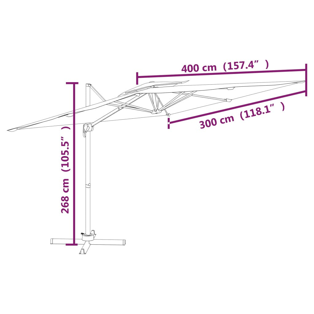 Vidaxl Sombrilla Colgante De Doble Techo Negro 400x300 Cm_2