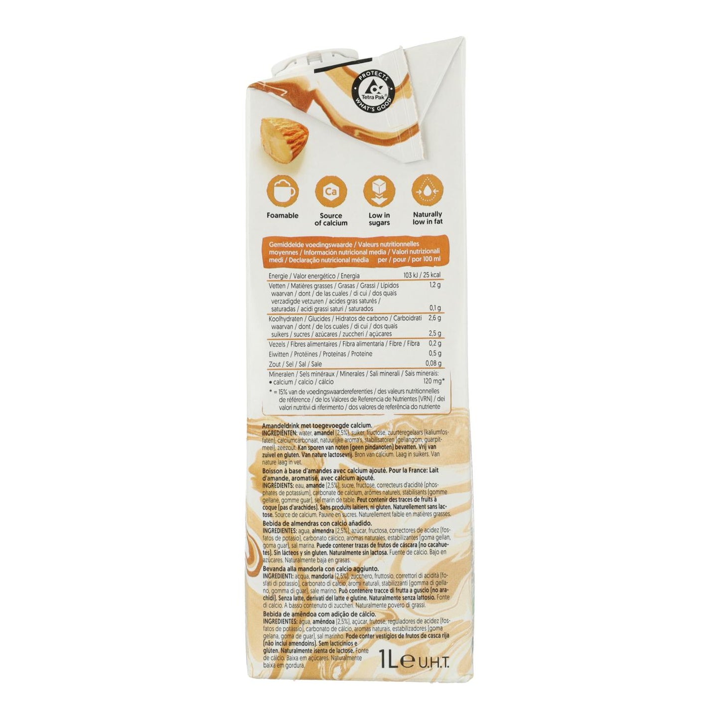 Embalagem de 8 bebidas de amêndoa Alpro Barista, 1 litro