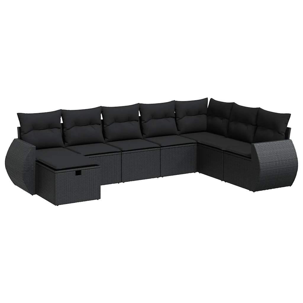 Set De Sofás De Jardín Y Cojines 8 Piezas Ratán Sintético Negro / Vetonek_4