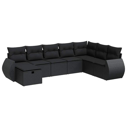 Set De Sofás De Jardín Y Cojines 8 Piezas Ratán Sintético Negro / Vetonek_4