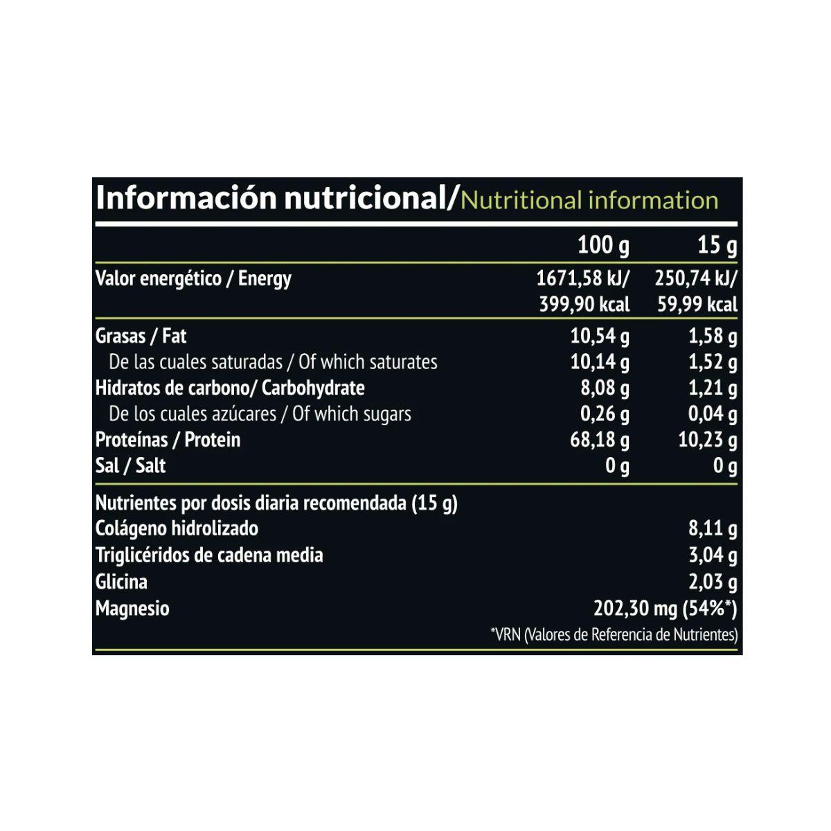 Elixir: Colágeno + Aceite TCM, 450 g Paleobull Elixir Vainilla 450 g