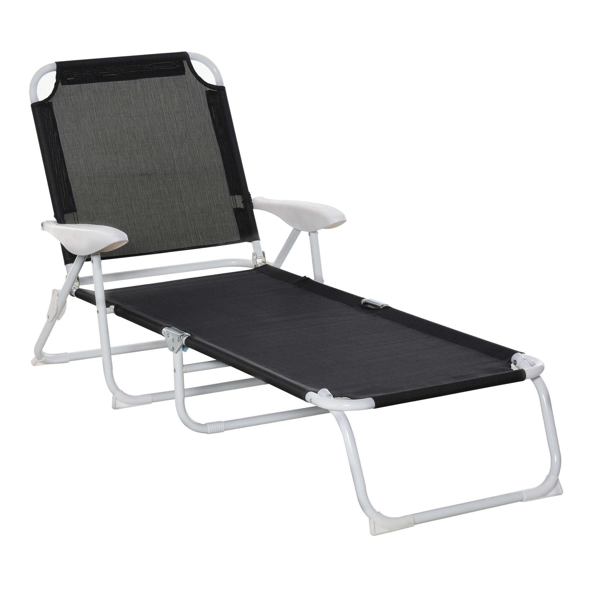 Outsunny Tumbona Reclinable Y Plegable De Jardín Respaldo Ajustable_0
