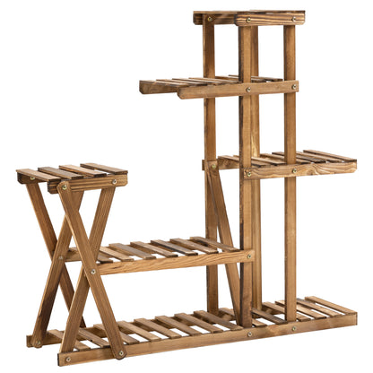 Outsunny Soporte Para Plantas Con 5 Niveles Carga 60 Kg 98x28x95 Cm Carbonizado_0