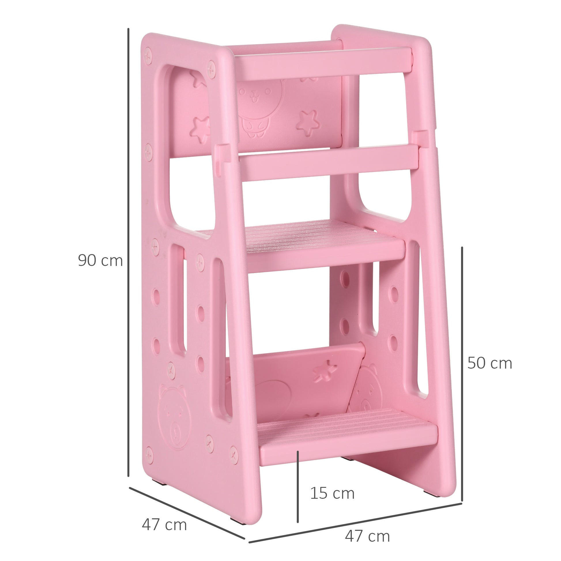 Homcom Torre De Aprendizaje Para Niños Con Altura Ajustable 47x47x90 Cm Rosa_2