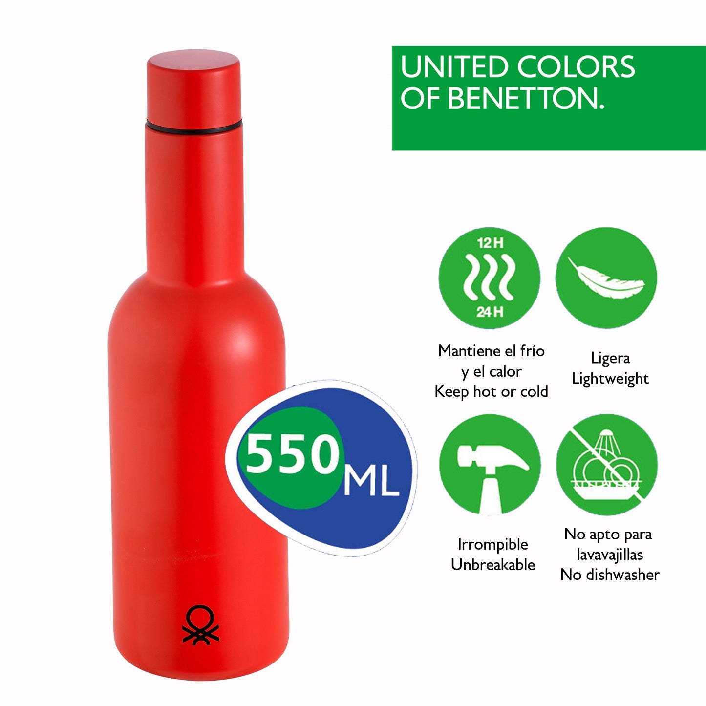 2 Botellas De Agua 550 Ml C/u, Acero Inoxidable_1
