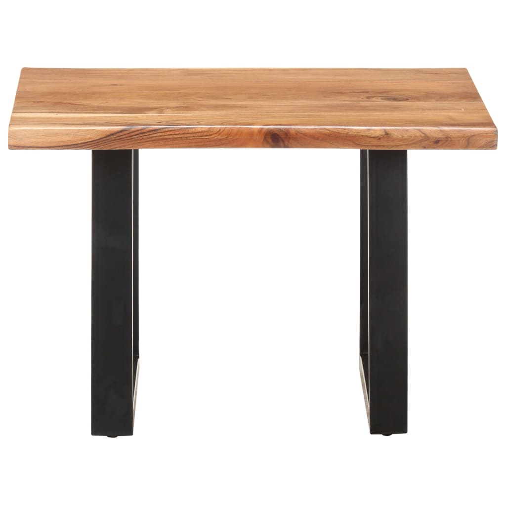Mesa De Centro Borde Natural Madera Maciza Acacia 60x60x40 Cm_0