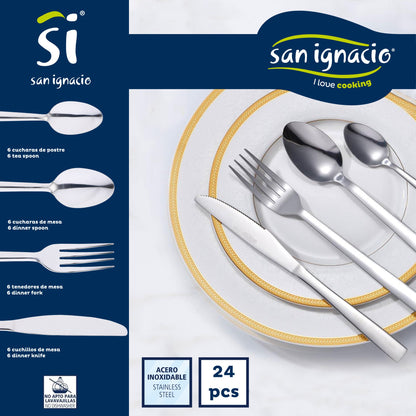 Pack De 3 Sartenes San Ignacio Ø16cm Ø20cm Ø24cm + Set De 24pc Cubertería En Acero Inoxidable_4