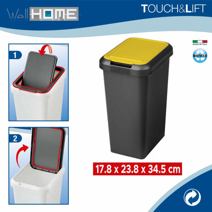 Set 4 Papeleras touch & Lift De 9l Ámbar, Azul, Blanco Y Verde_1