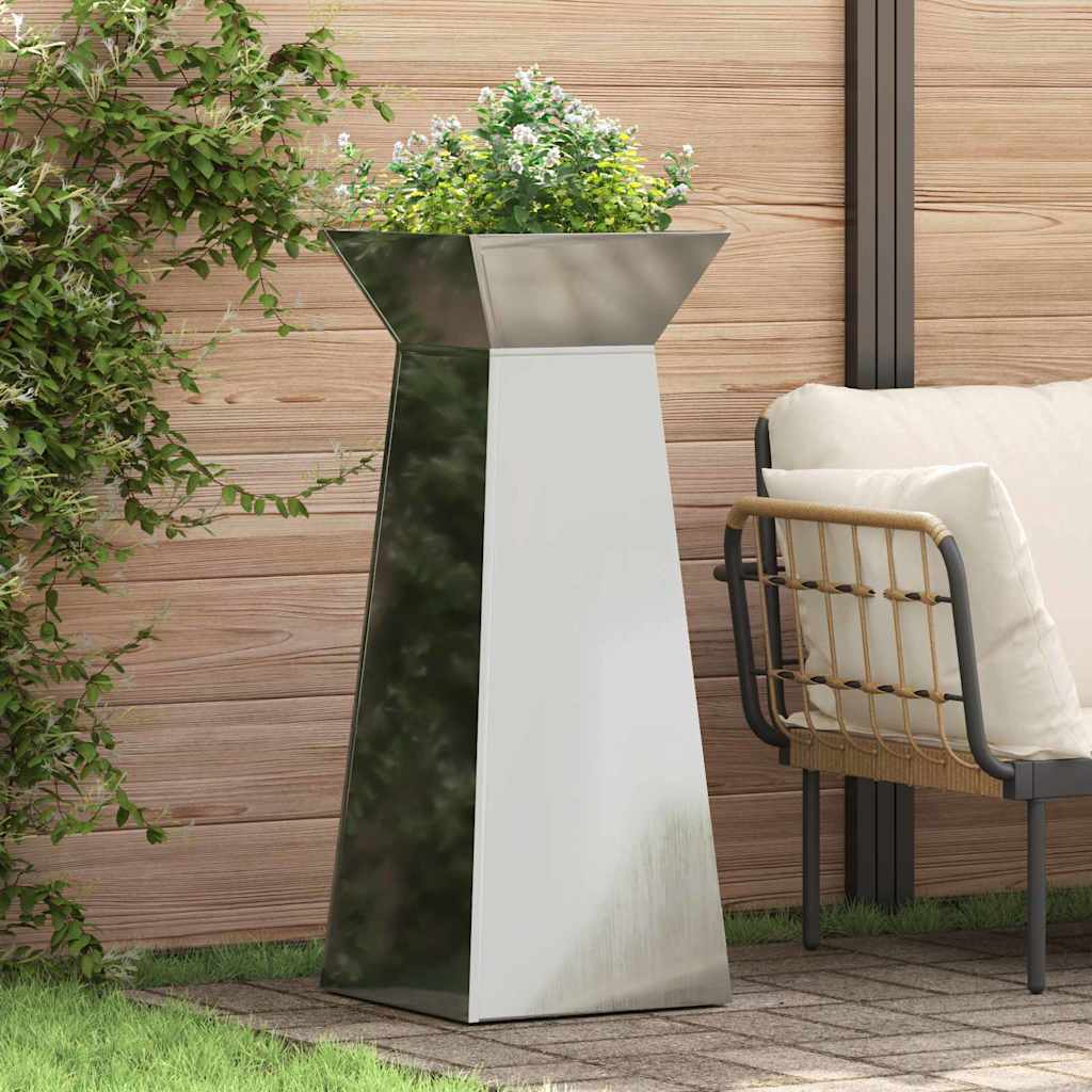 Maceta Pilar Plateado 40 X 40 X 100 Cm Acero Galvanizado_1