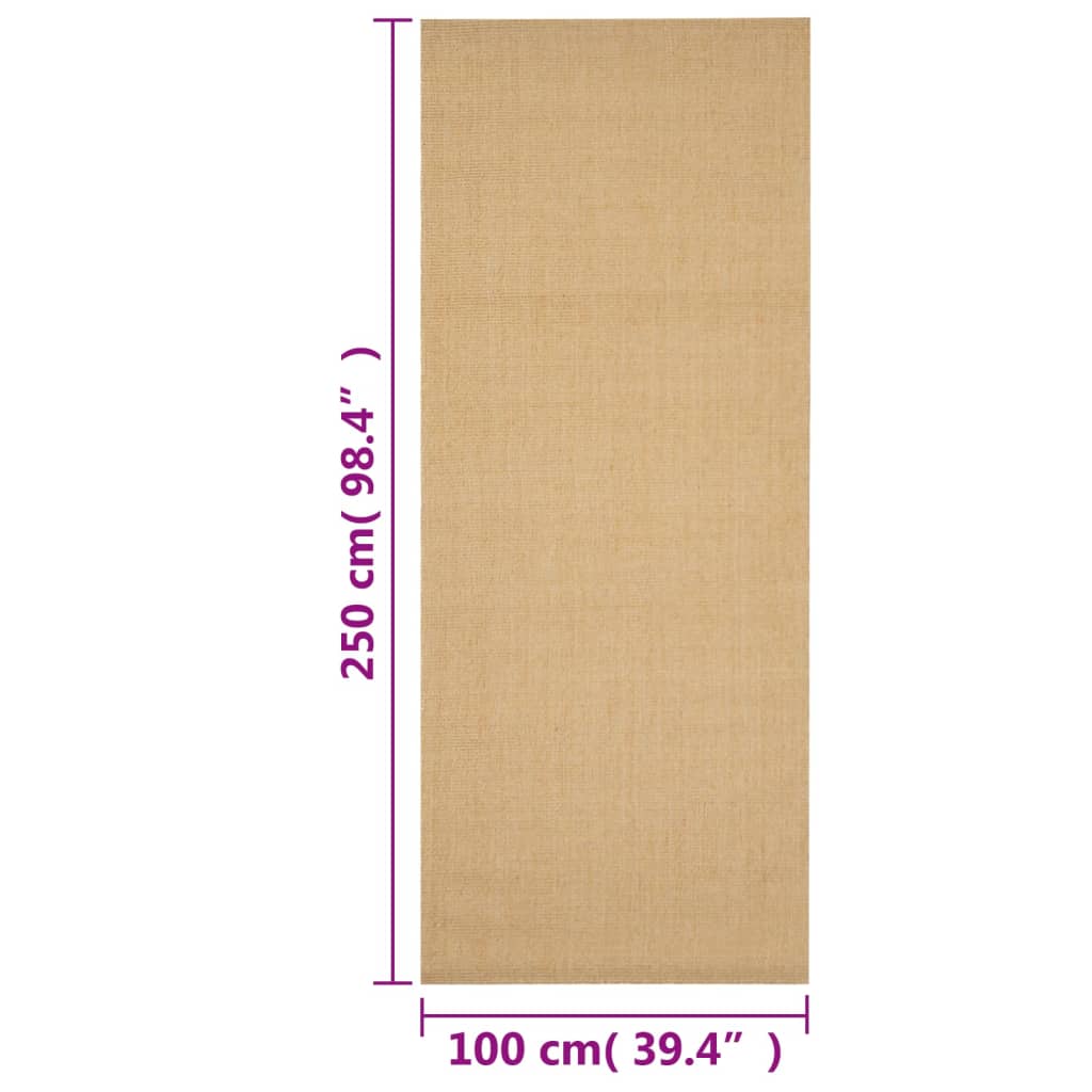 Alfombra De Sisal Natural 100x250 Cm / Vetonek_4