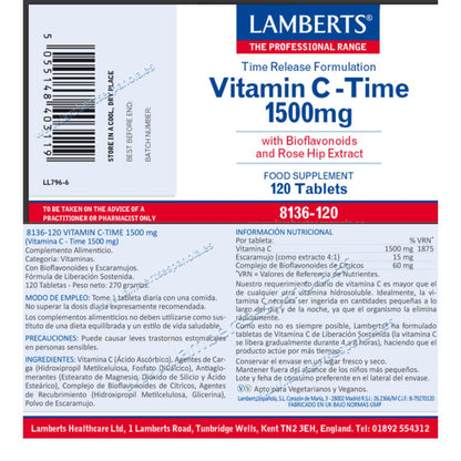 Vitamina C de Libertação Sustentada 1500 mg Lamberts 120 Comprimidos