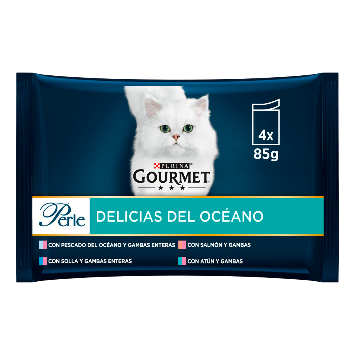 GOURMET PERLE Delícias do Oceano com Peixe do Mar, com Lentilha, com Salmão, com Atum Multipack (4x85g)