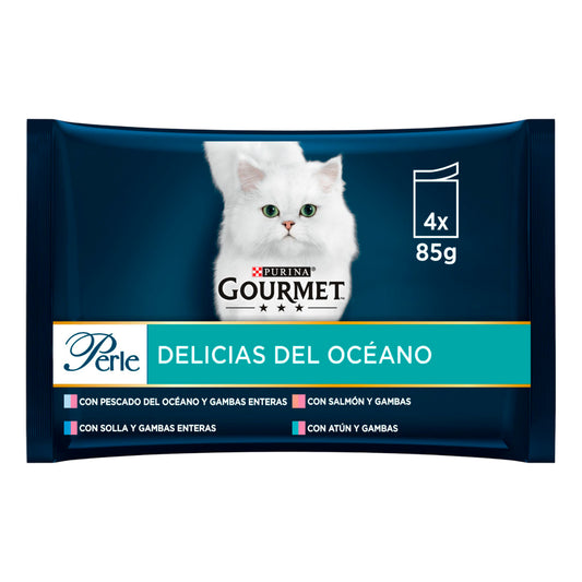 GOURMET PERLE Delícias do Oceano com Peixe do Mar, com Lentilha, com Salmão, com Atum Multipack (4x85g)