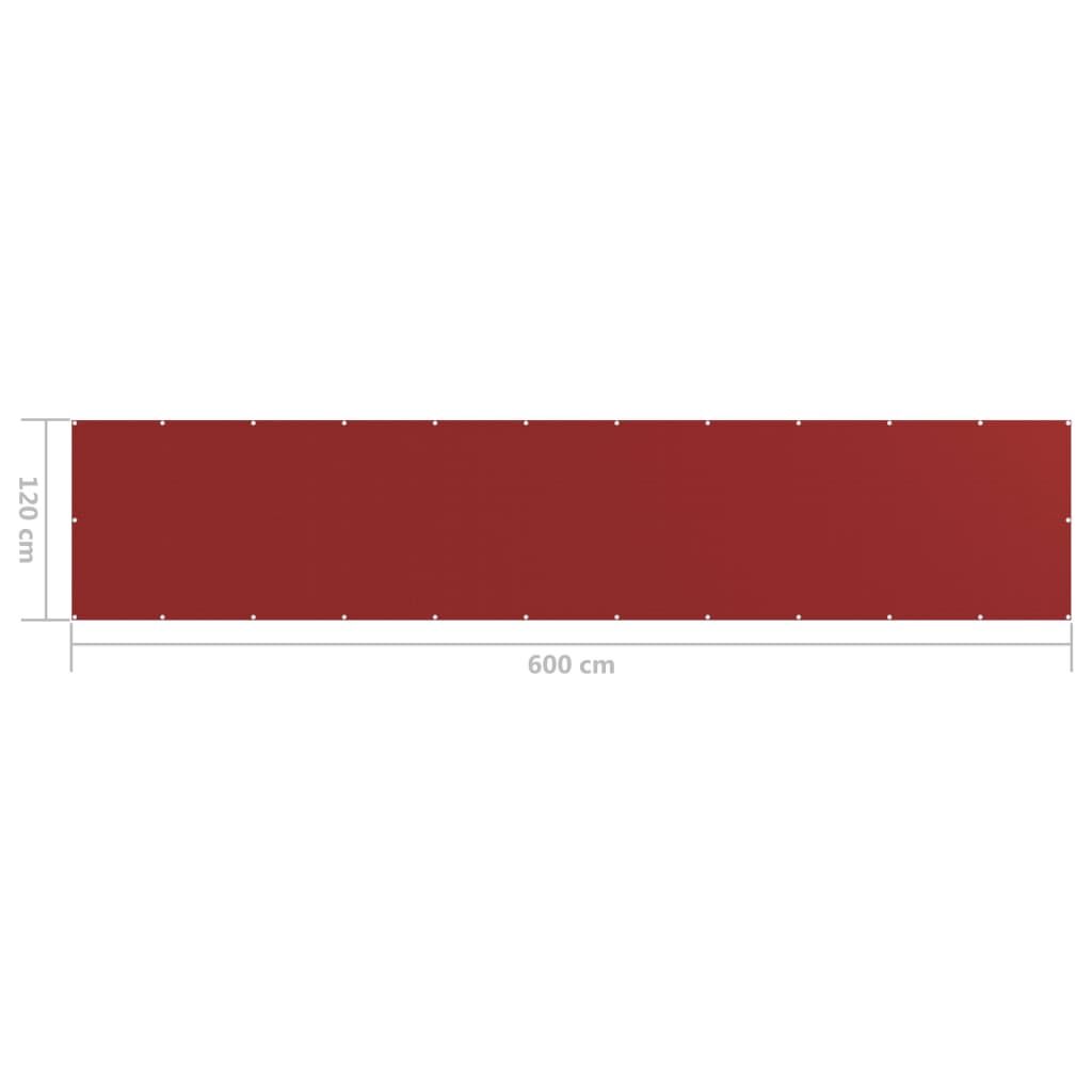 Vidaxl Toldo Para Balcón Hdpe Rojo 120x600 Cm_4
