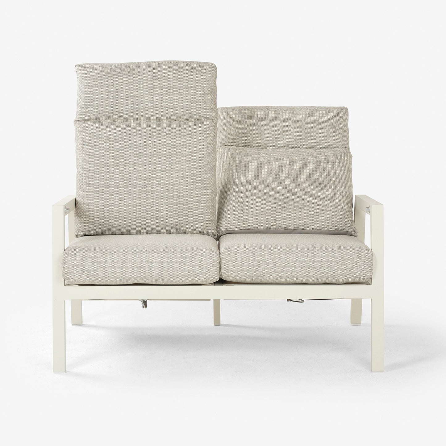 Conjunto Relax Reclinables, Mesa Regulable, Aluminio, Color Blanco Envejecido, Mesa:140x80x29/64cm Sillón:66x83x104 Cm Sofá:126x82x112 Cm Alto_3
