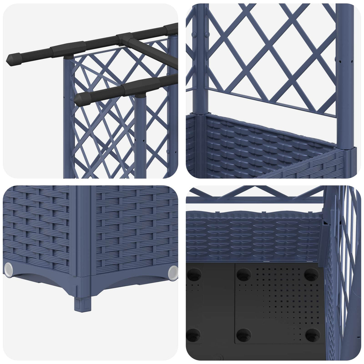 Cama Elevada Con Trellis Y Techo Gris 124 X 40 X 121 Cm Pp_5
