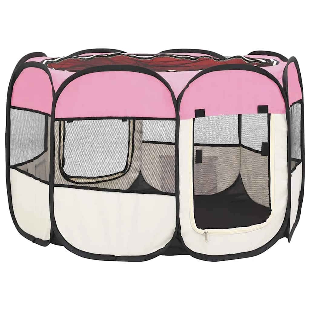 Parque De Perros Plegable Bolsa De Transporte Rosa 90x90x58 Cm_3