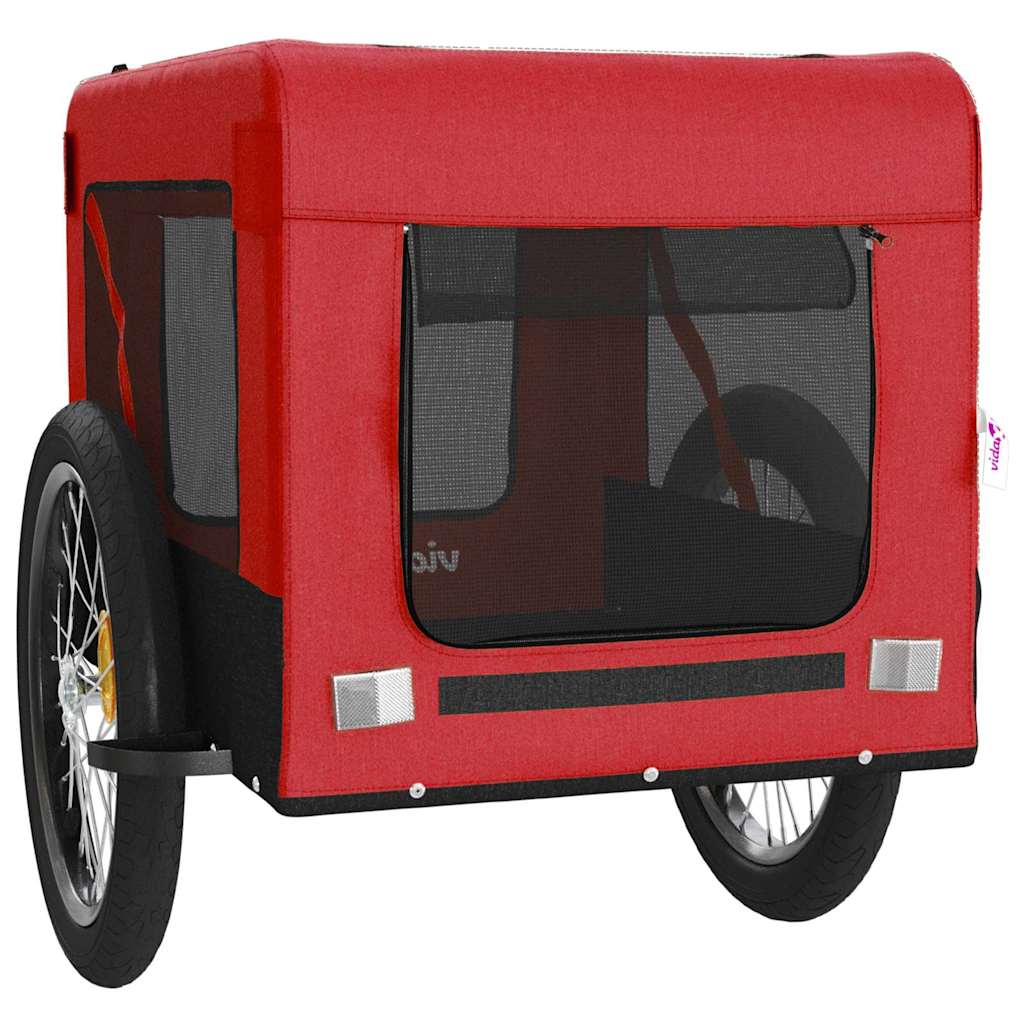Remolque De Bicicleta Mascotas Hierro Tela Oxford Rojo Negro_5