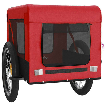 Remolque De Bicicleta Mascotas Hierro Tela Oxford Rojo Negro_5