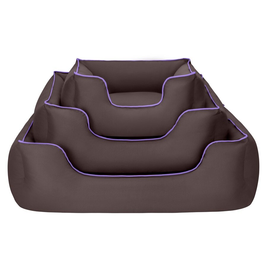 Cama Rectangular Confortable Impermeable Para Perro Wuapu Begur 60x50 Cm Marrón Con Detalle Lavanda_3