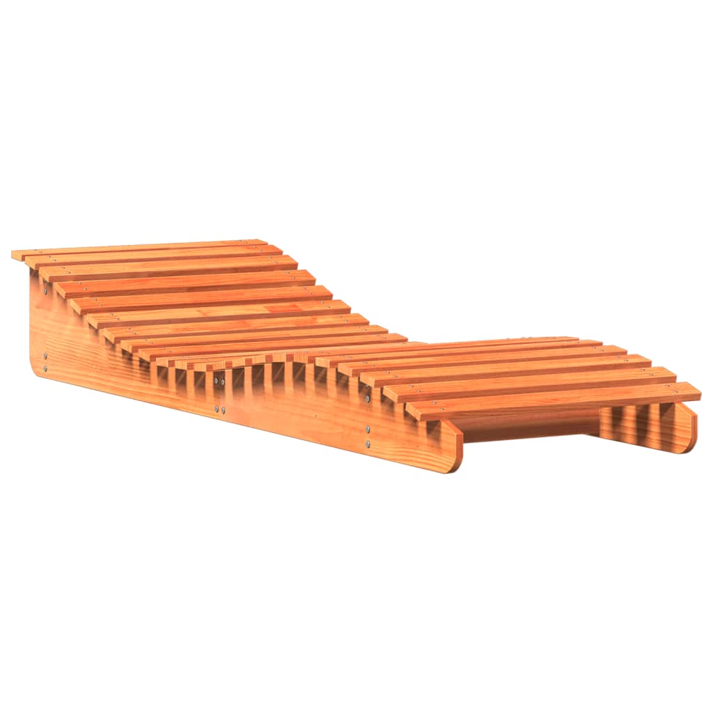 Tumbona De Madera Maciza De Pino Marrón Cera 205x70x31,5 Cm / Vetonek_2