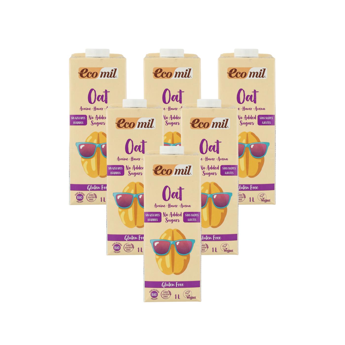 Pack de 6 Bebidas de Aveia Biológicas Sem Glúten Ecomil 1 L