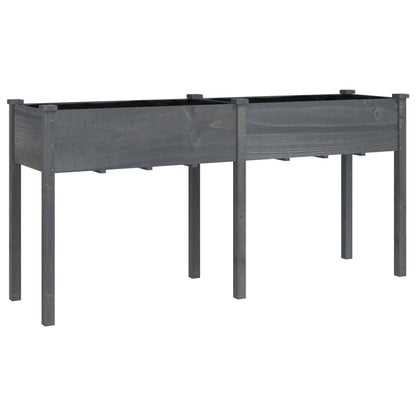 Jardinera Con Forro Madera Maciza De Abeto Gris 161x45x76 Cm_0