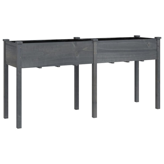 Jardinera Con Forro Madera Maciza De Abeto Gris 161x45x76 Cm_0