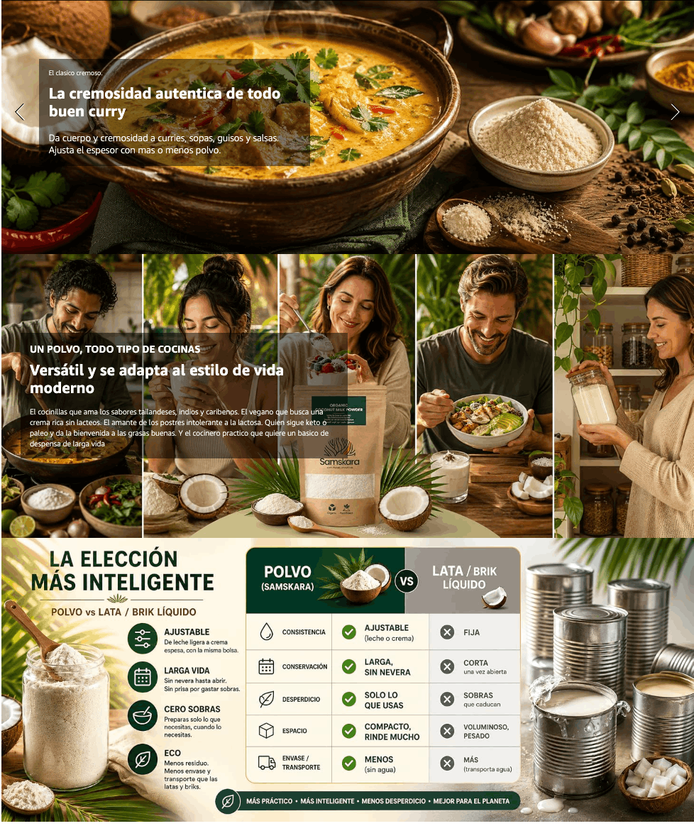 Leche De Coco En Polvo Bio - 500g | Bebida Vegetal Ecológica Vegana, Sin Lactosa, Sin Azúcares Añadidos, Sin Gluten_5