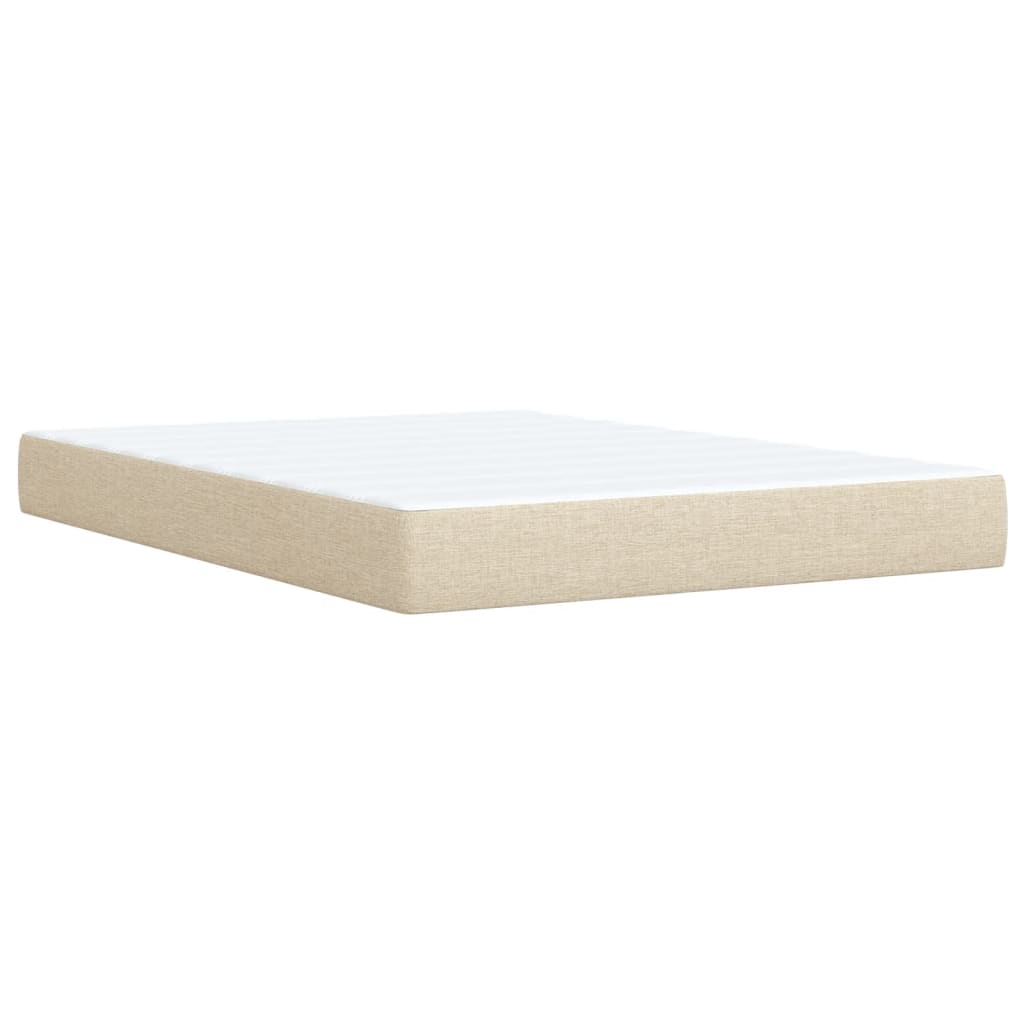 Cama Box Spring Con Colchón Tela Color Crema 160x200 Cm / Vetonek_4