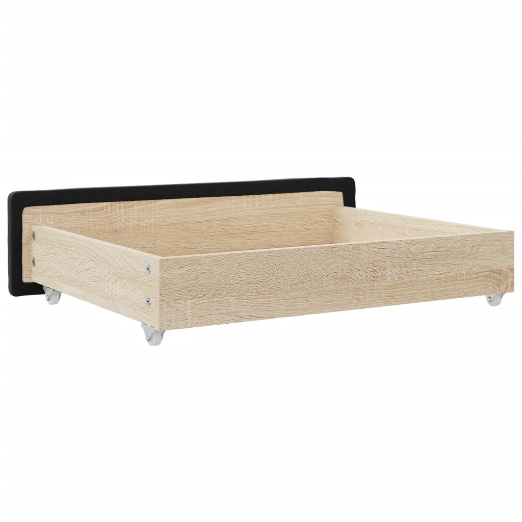 Cajones De Cama 2 Uds Madera De Ingeniería Y Tela Negro / Vetonek_1