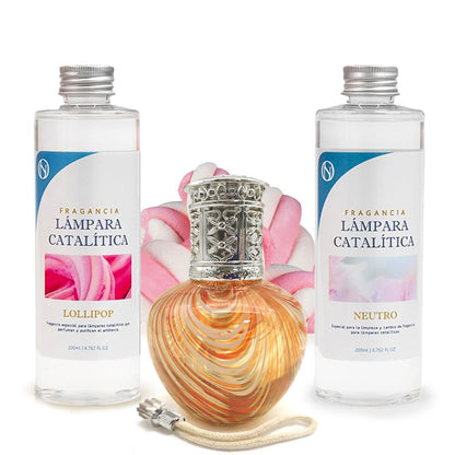 Pack Ahorro Lámpara Catalítica Orange Waves + Fragancia Lollipop 500ml + Limpiador Neutro 200ml + Mecha Repuesto_0