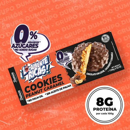 Galletas De Chocolate Con Leche, Cacahuete Y Caramelo, 128g - Dumón, Sin Azúcares Añadidos- Pack De 14 Unidades_1