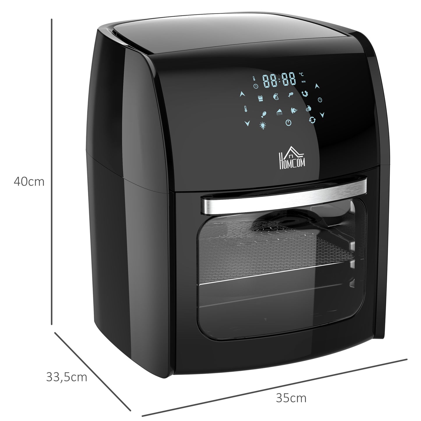 Homcom Freidora De Aire 3 En 1 12l 1800w Con 8 Programas 35x33,5x40 Cm Negro_2
