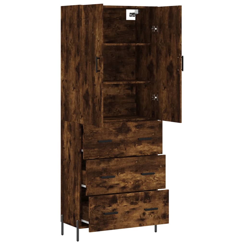 Aparador Alto Madera Contrachapada Roble Ahumado 69,5x34x180 Cm_3