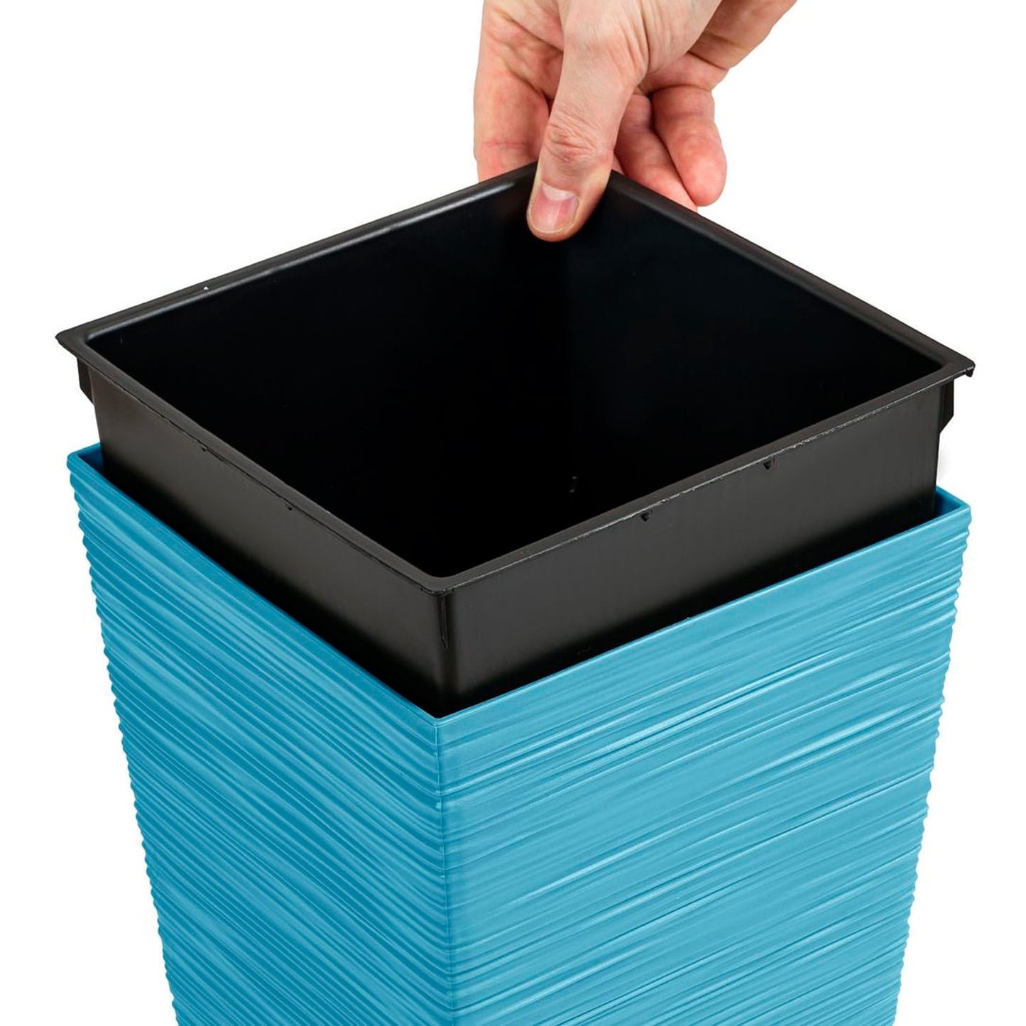 Macetero Color Azul Escandinavo, Con Depósito, Colección Furu, De 29,5 X 29,5 X 55 Cm, Capacidad De 14 L._4
