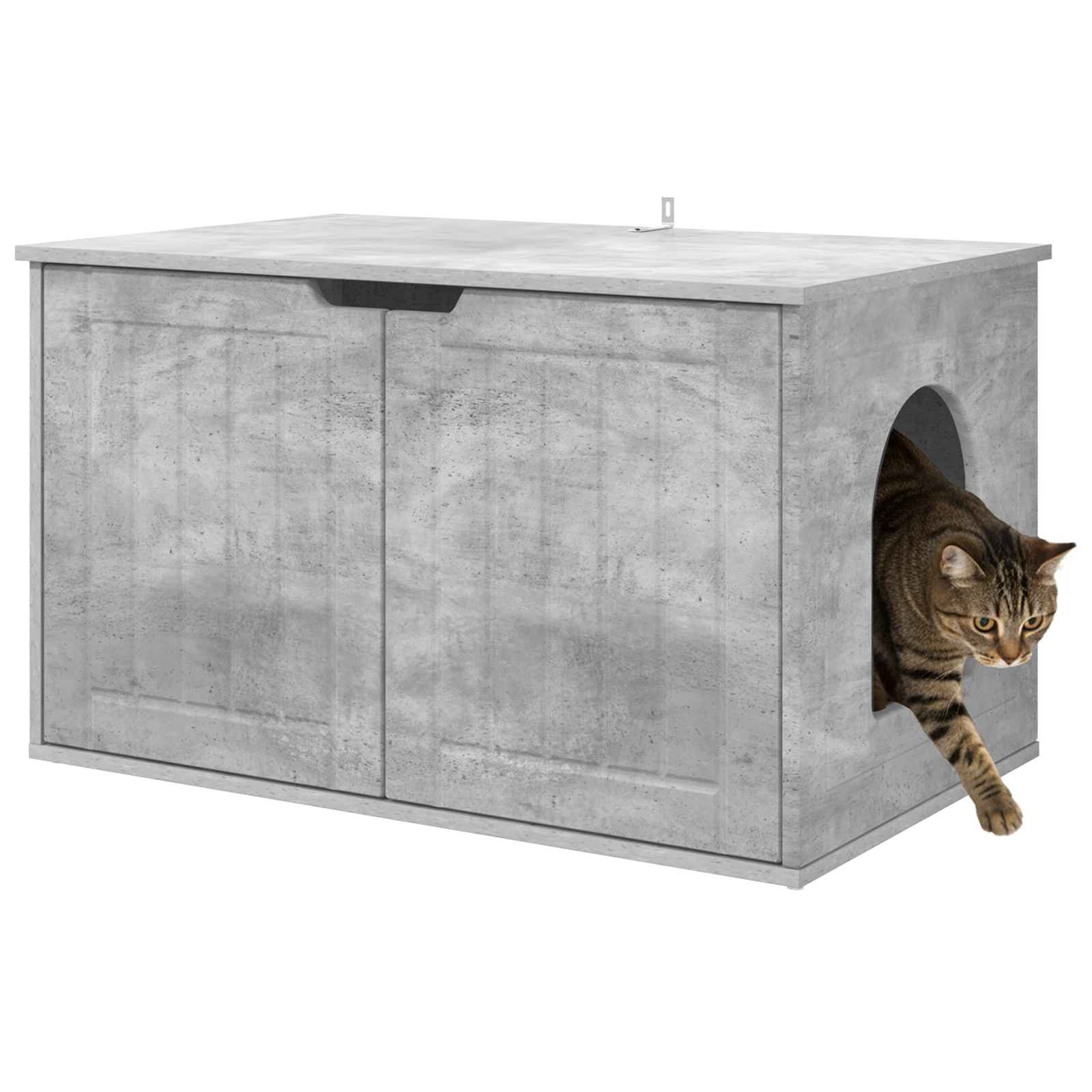 Casa Para Gatos Concreto 85 X 55 X 50,5 Cm Madera De Ingeniería_2